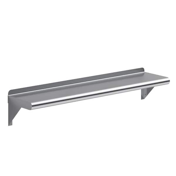 AMGOOD 8 in. x 36 in. Stainless Steel Wall Shelf. Kitchen, Restaurant, Garage, Laundry, Utility Room Metal Shelf with Brackets