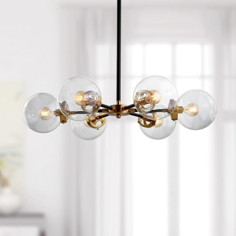 Caleb 28" Black and Brass Gold Sputnik LED Chandelier