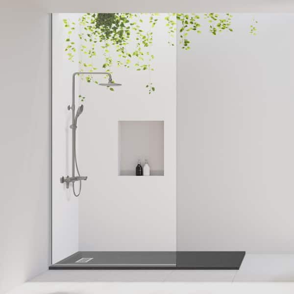 Shower Platform for Camping, Teak Bath Mats for Bathroom Floor Shower Stall  Corner, Elevated Square Sector Diamond Slatted Foot Mats/Pad (A