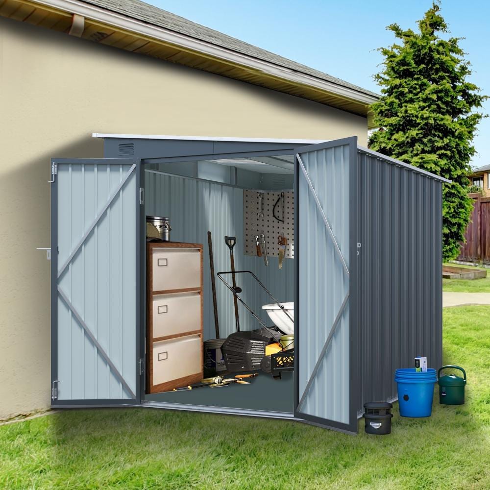 6x8FT Galvanized Steel Lean-To Shed, Lockable Double Doors with Free PC Light Board price history on PriceWatchPro