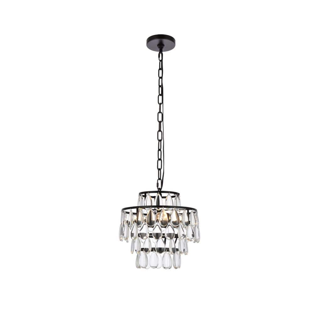 Timeless Home 12 in. 3Light Black Pendant Light ELP2204D12BK The