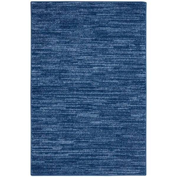 Essentials doormat 2 ft. x 4 ft. Navy Blue Solid Contemporary Indoor/Outdoor Patio Kitchen Area Rug
