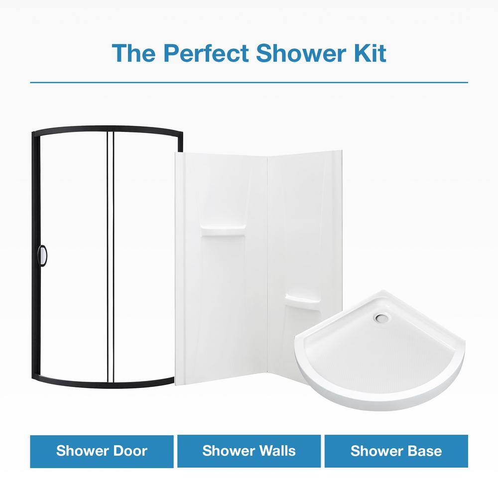 Breeze 38 in. Black Framed Corner Shower Kit with Clear Glass