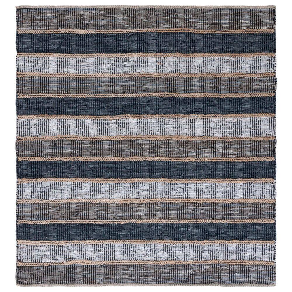 SAFAVIEH Vintage Leather 6 ft. x 6 ft. Gray/Natural Striped Square Area ...