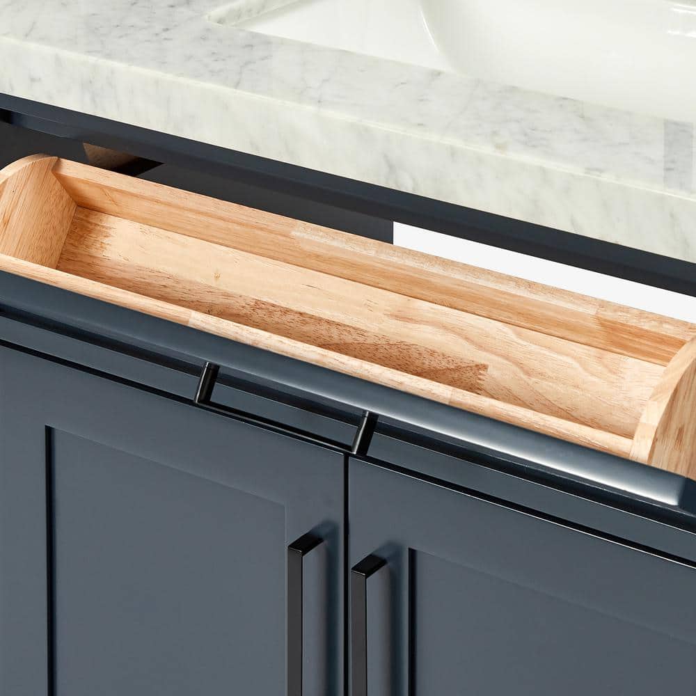 Midnight Blue Double Freestanding Vanity with Marble Top