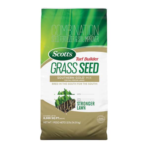 Scotts Turf Builder 32 lbs. Grass Seed Southern Gold Mix for Tall Fescue Lawns with Fertilizer and Soil Improver