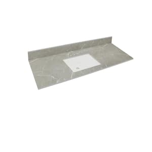 49 in. W x 22 in. Vanity Top in Soapstone Mist with White Rectangular Single Sink and Single Hole for Faucet