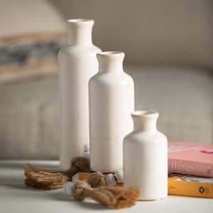 10", 7.5" and 5" Off-White Ceramic Bottle Vase (Set of 3)
