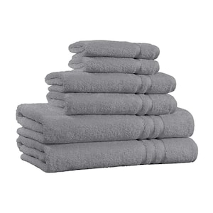 6-Piece Silver Grey Extra Soft 100% Egyptian Cotton Bath Towel Set