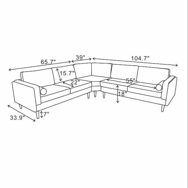 Ashcroft Furniture Co Franklin 103 in. W Square Arm Fabric Modern