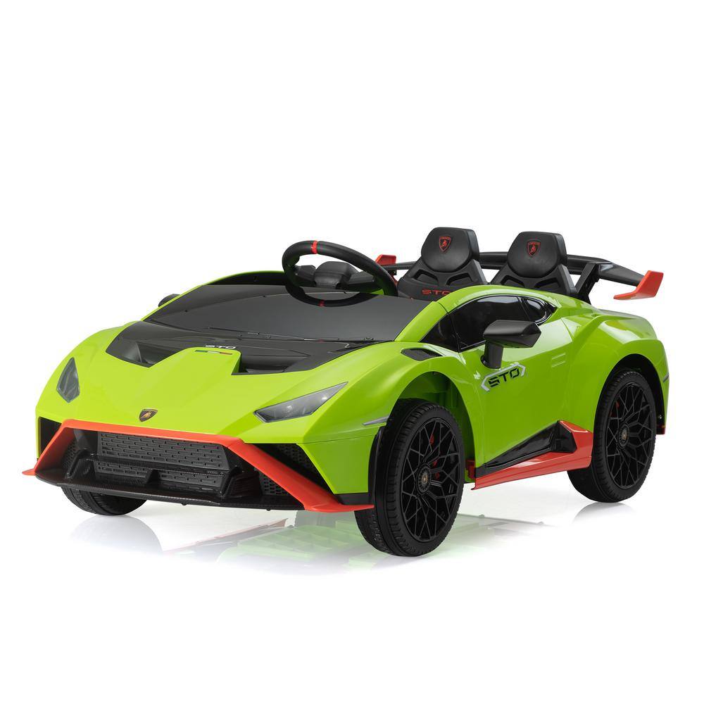 TOBBI 12-Volt Licensed Lamborghini Kids Ride On Car With Remote Control Electric Kids Drift Car Toy in Green, Greens -  TH17U1017-T01