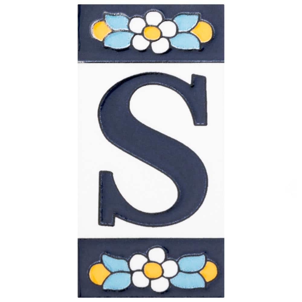 Sevillano Flora Address Letters S 2-1/8 in. x 4-3/8 in. Ceramic Wall Tile (0.07 sq. ft./Each) price history on PriceWatchPro