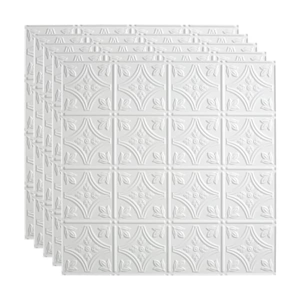 Fasade Traditional #1 2 ft. x 2 ft. Gloss White Lay-In Vinyl Ceiling Tile (20 sq. ft.)