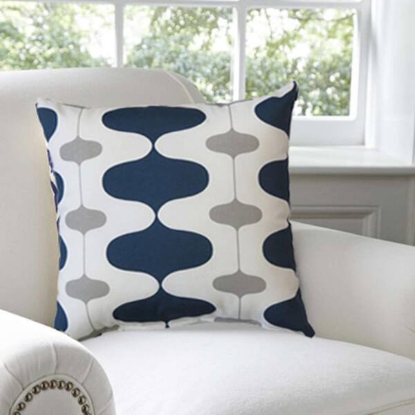 Unbranded Premiere Home White, Blue, Gray Geometric 17 in. x 17 in. Throw Pillow (Set of 2)
