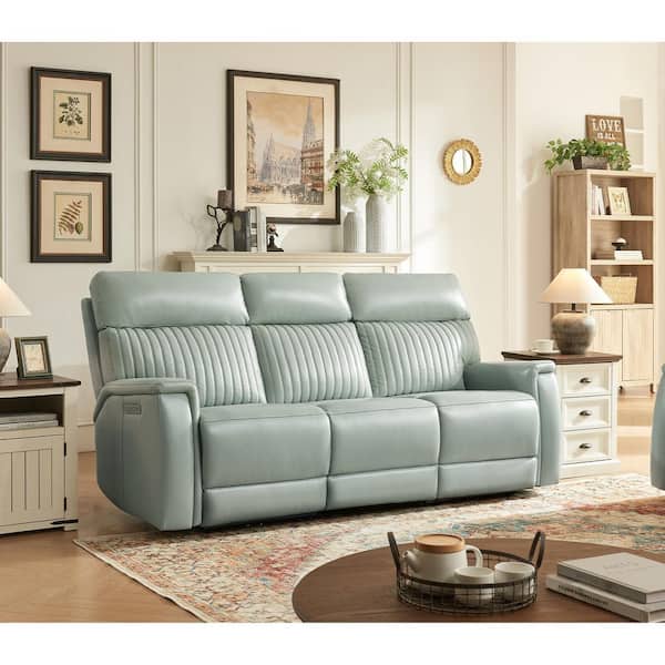 Ellesophas Mia 83.5 in. Pillow Top Arm Leather Rectangle