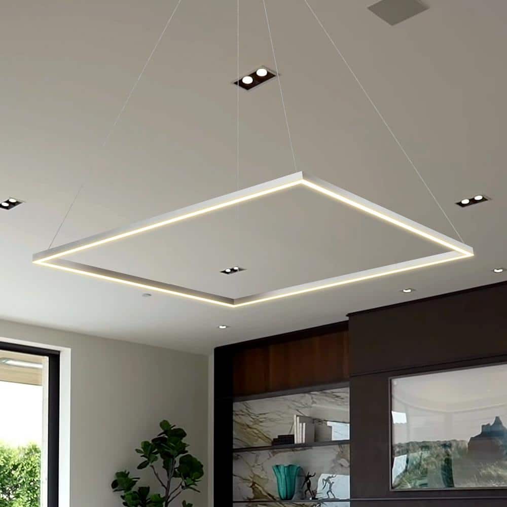 Atria 39.5" Silver LED Square Pendant Light