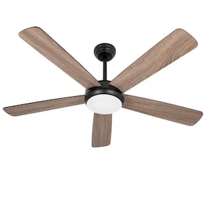 52 ft. 22-Watt LED Indoor Timed Black Long Pole Ceiling Fan with 1-Light and Remote Control, DC