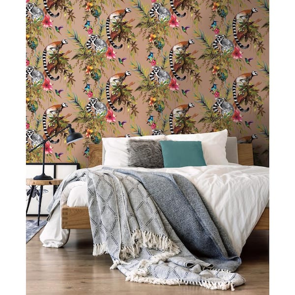 Tropical Lemur Rose Gold Non-Pasted Wallpaper