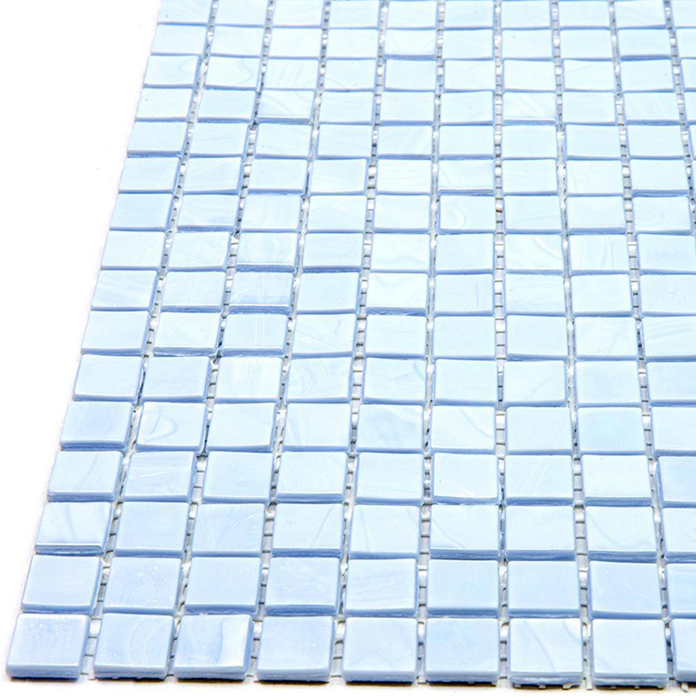 Light Blue Glossy Glass Mosaic Wall and Floor Tile