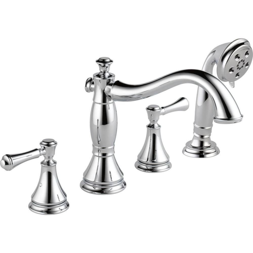 Cassidy Chrome Deck-Mount Roman Tub Faucet with Hand Shower