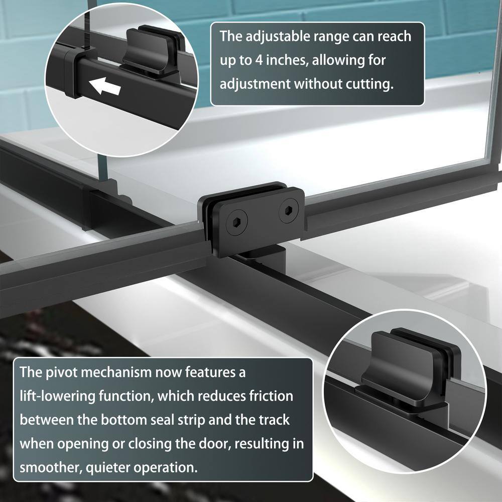 32 in. Matte Black Semi-Frameless Pivot Shower Door with Clear Glass