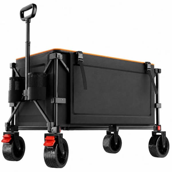 7.77 cu. ft. Collapsible Wagon Cart 39 Inch Extended Frame 440Lbs Lightweight Folding Garden Cart w/ All-Terrain Wheels