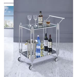 Kapelle Chrome Serving Cart with Caster Wheels