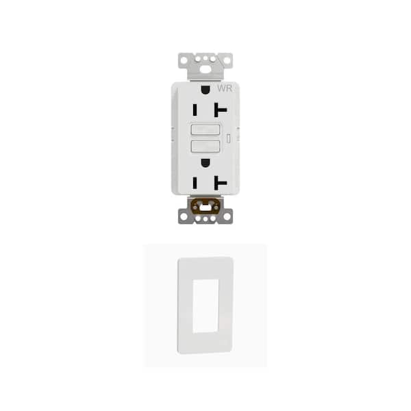 X Series 1-Gang Screwless Rocker Light Switch Plate and 20 Amp GFCI Duplex Outlet, Matte White