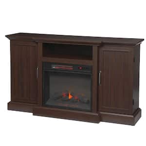 Mattingly 60 in. Freestanding Media Console Electric Fireplace TV Stand in Midnight Cherry