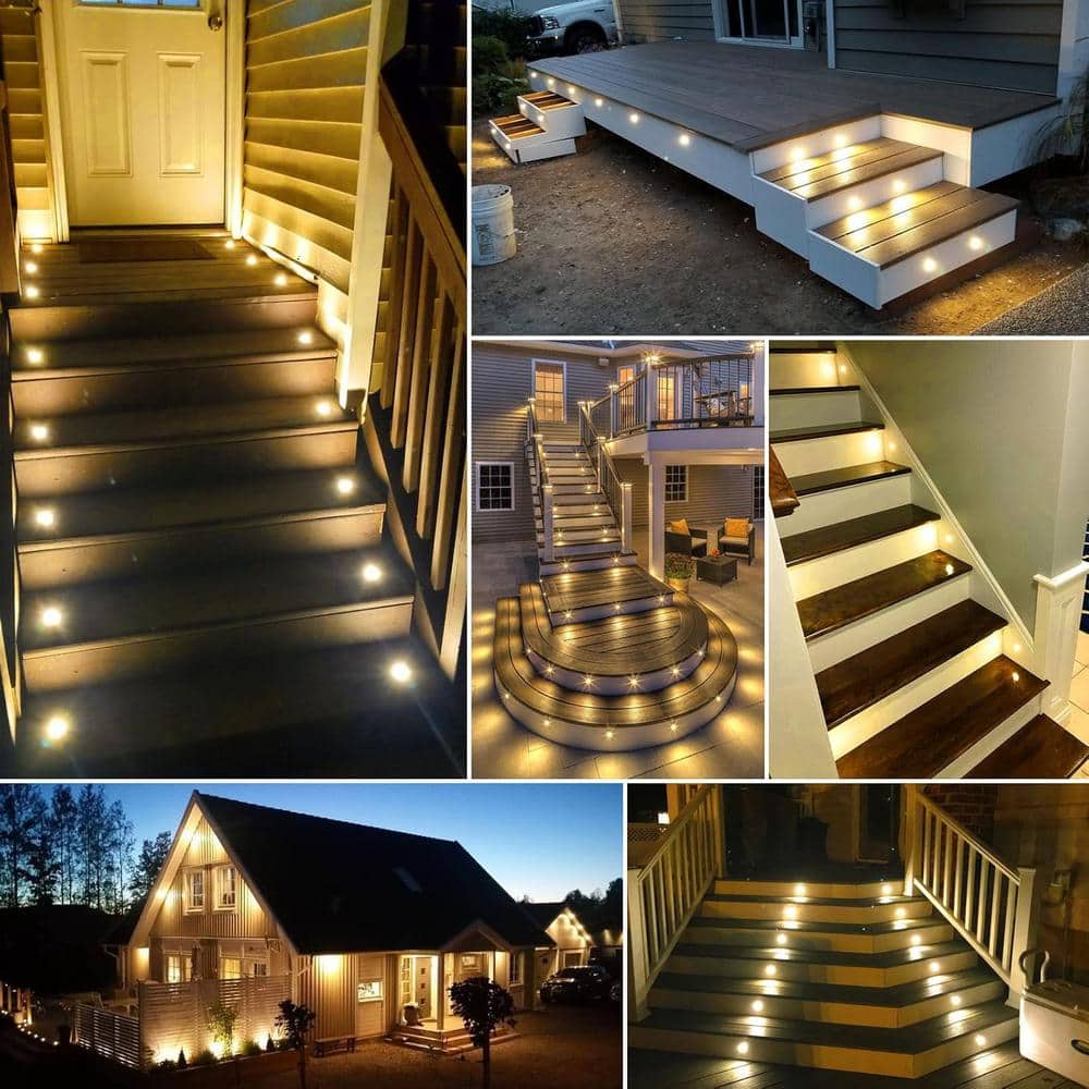 16-Pack Warm White LED Recessed Deck Lights with Black Shell