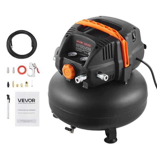 6 Gal. Air Compressor, 1.7HP 2.3CFM@90PSI Portable Pancake Air Compressor & 150PSI Max Pressure, 12-Piece Accessory Kit