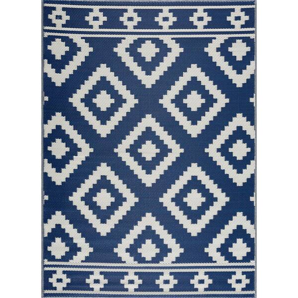 Milan Navy And Creme 6 Ft X 9, Outdoor Plastic Rugs