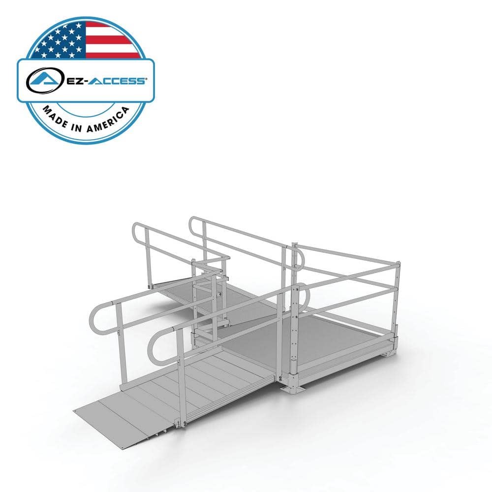 EZ-ACCESS PATHWAY 10 ft. L-Shaped Aluminum Wheelchair Ramp Kit with ...