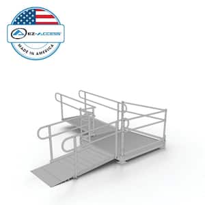 PATHWAY 10 ft. L-Shaped Aluminum Wheelchair Ramp Kit with Solid Surface Tread, 2-Line Handrails and 5 ft. Turn Platform