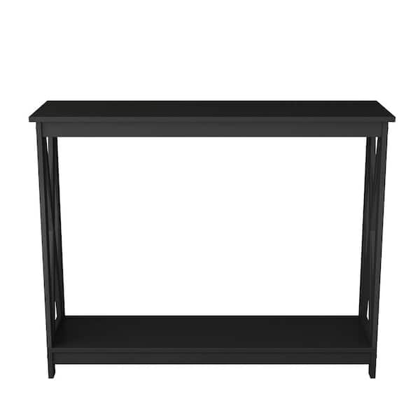 ATHMILE 40 in. Black Standard Rectangle Wood Console Table