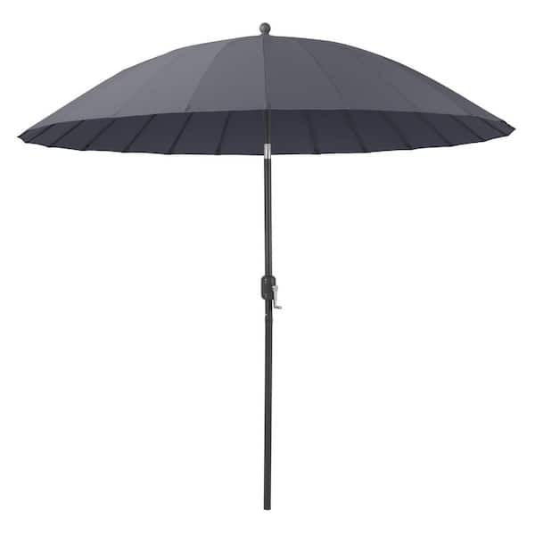 CorLiving 8 ft. Aluminum Market Crank and Tilt Patio Umbrella in Grey