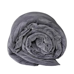 Grey 48 in. x 72 in. 10 lbs. Weighted Blanket with Minky Removable Cover