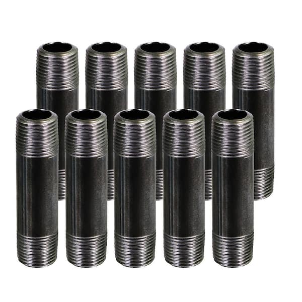 The Plumber's Choice Black Steel Pipe, 1 in. x 4-1/2 in. Nipple Fitting (10-Pack)