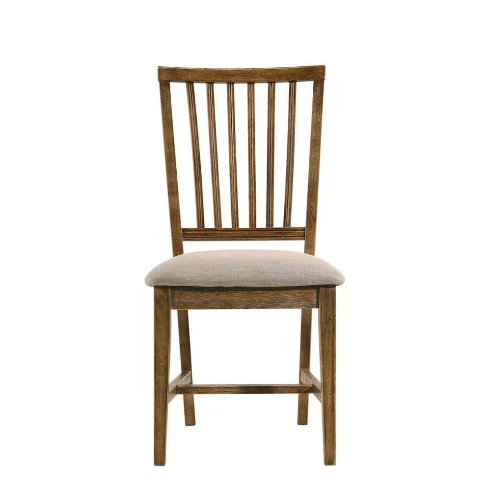 Acme Furniture Tan Linen and Weathered Oak Wallace II Side Chair (Set of 2)  72312 - The Home Depot