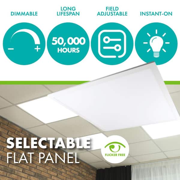 2 ft. x 2 ft. 3125/3750/5000 Lumens Integrated LED Panel Light 3500K/4000K/5000K Field Selectable Lumens and Color Temp