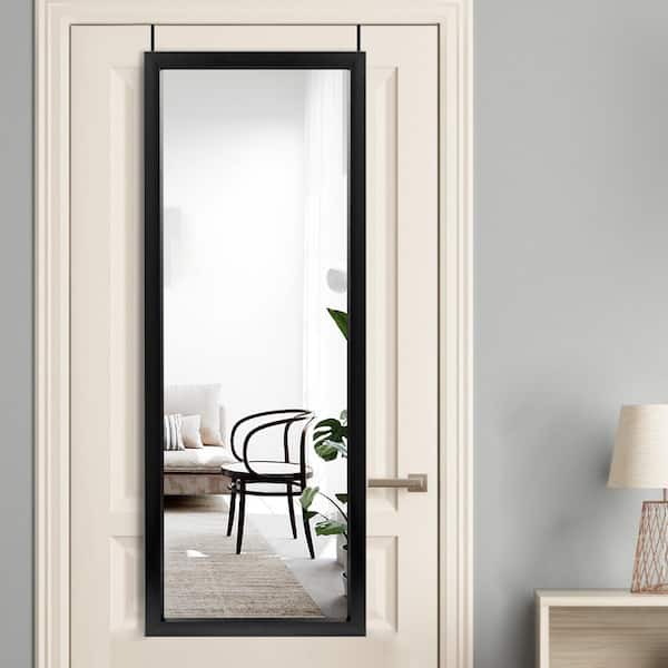 Dovelina 43 in. x 16 in. Modern Rectangle Framed Full Length Door Mirror with Hooks