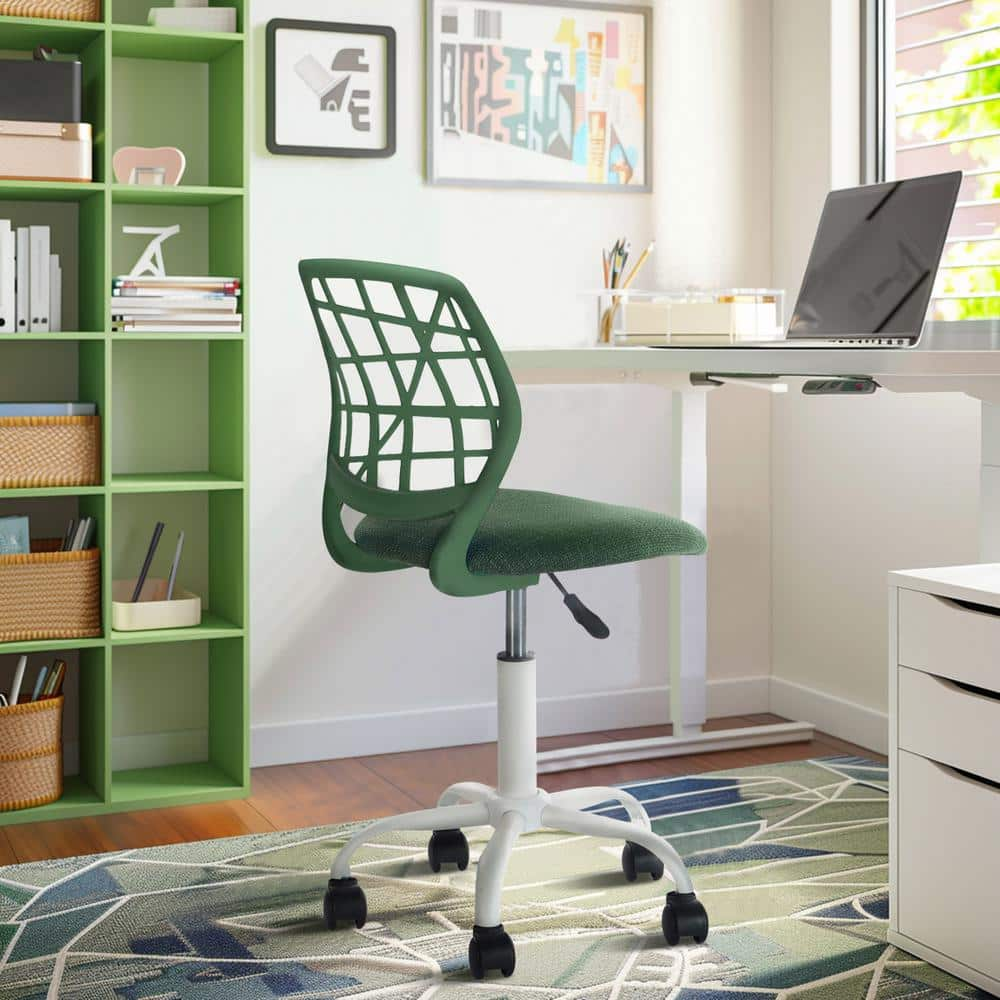 Homy Casa Car Mesh Ergonomic Swivel Task Chair In Green With Adjustable ...