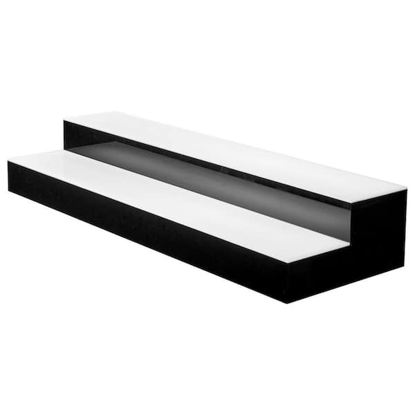 LED Lighted Liquor Bottle Display, 2-Tier 24 x 8 x 4 in. Acrylic Illuminated Home Bar Shelf, Fits 12-16 Bottles