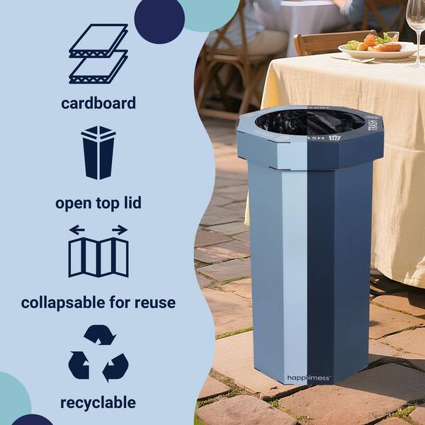 happimess Fleur 25-gal. Tide Pool Blue/Denim Blue Corrugated