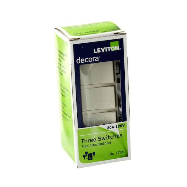 Leviton Decora 15 Amp Triple-Rocker Combination Switch, Light
