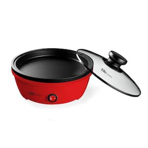 Cuisine 8.5 in. Red Round Personal Skillet with Glass Lid