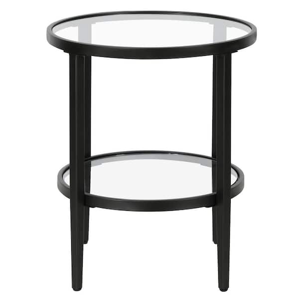 Meyer&Cross Hera 20 in. Blackened Bronze Round Glass Top End Table ST1626 -  The Home Depot