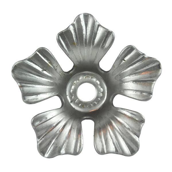 arteferro 3-15/32 in. Round Stamped Floral Design With Punched Center Hole Raw Forged Rosette