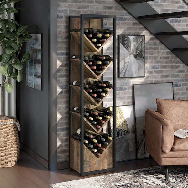 Furniture of America Samalera 45-Bottle Reclaimed Barnwood Wine Rack ...