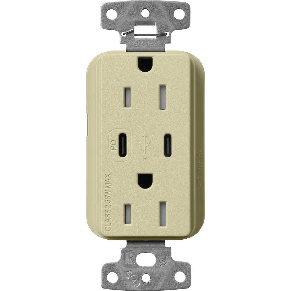 Claro 15 Amp Tamper Resistant USB Type C Duplex Receptacle, Decorator Style Outlet, Satin Finish, SCR-15-CCTR-SA, Beige price history on PriceWatchPro